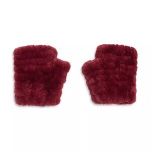 JOCELYN MANDY FAUX FUR MITTENS BURGUNDY ONE SIZE